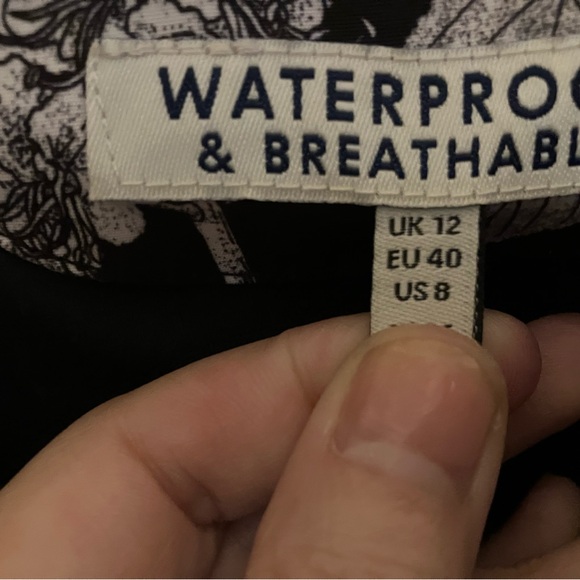 Joules Black and White Floral Rain Jacket - Picture 8 of 8